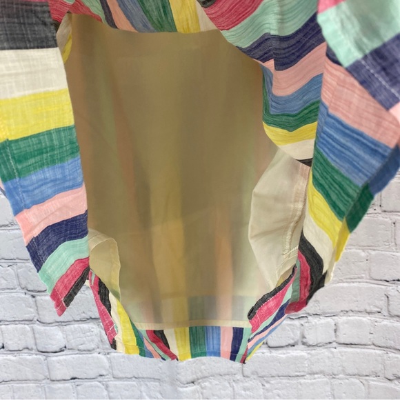 J Crew Factory Multi Stripe Off The Shoulder Dress Womens Size 6 Cotton Casual - Picture 9 of 11